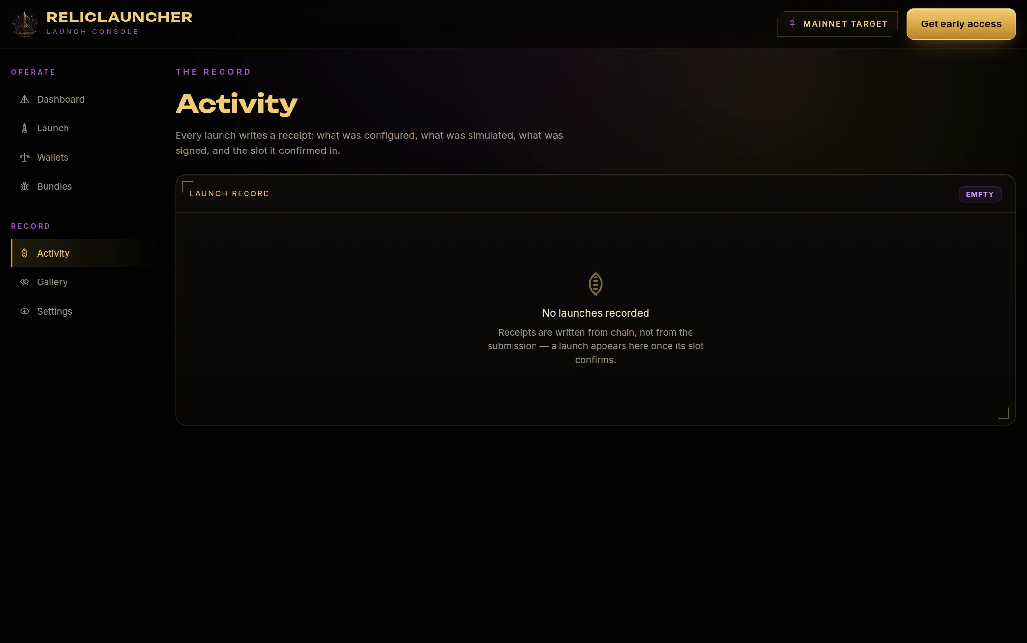 Activity screen