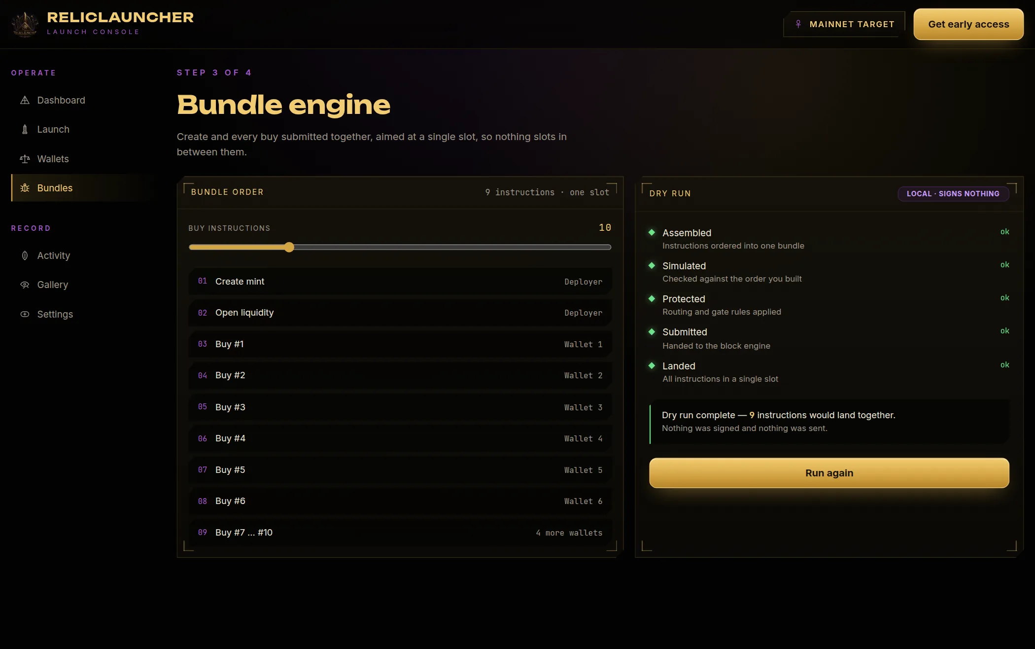 Bundle Engine screen