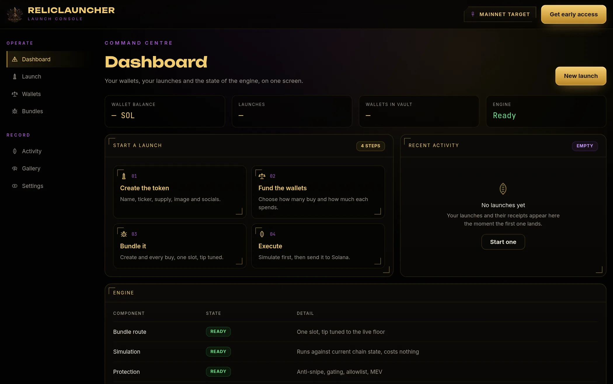 Dashboard screen